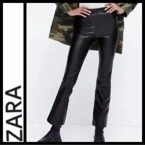 NWOT Zara High Rise Kick Crop Faux Leather Pant